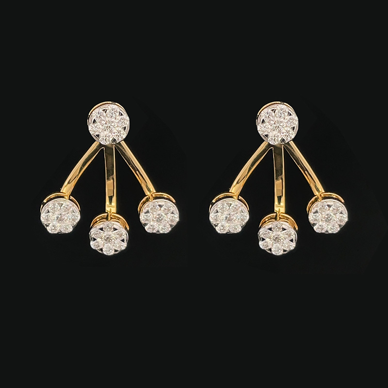 Two-in-one Gold Diamond Radiance Earrings